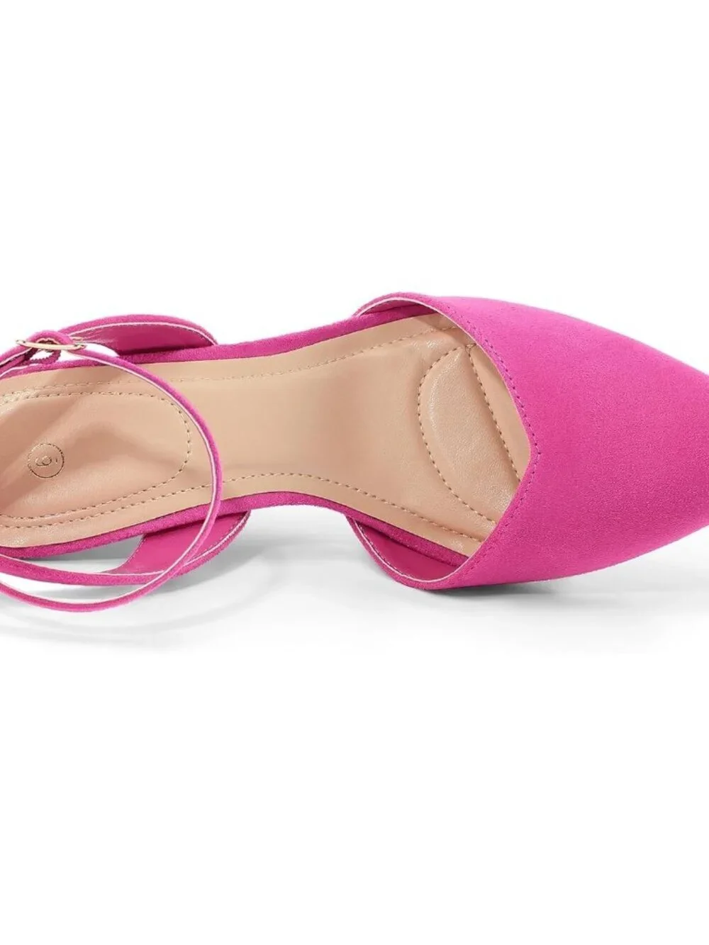 Women's Pink Pumps Shoes Pointed Toe Kitten Low Heels Ankle Strap